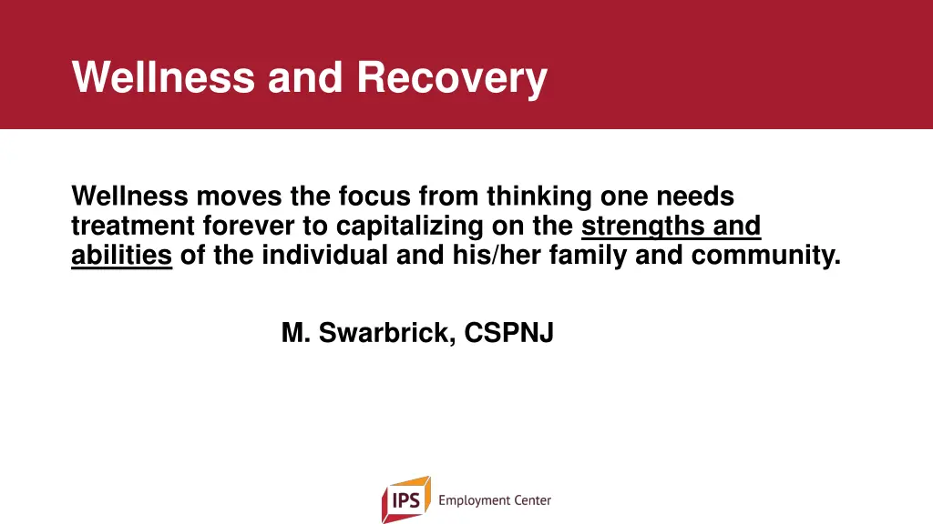 wellness and recovery