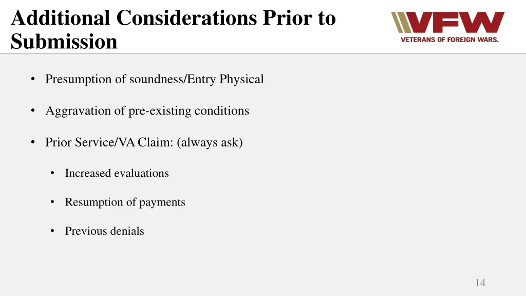 additional considerations prior to submission