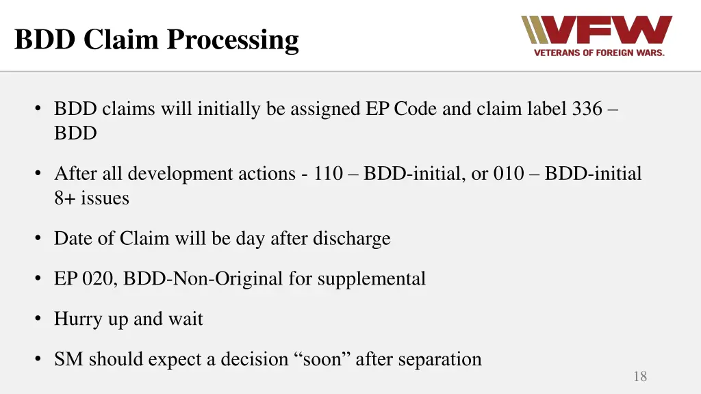 bdd claim processing