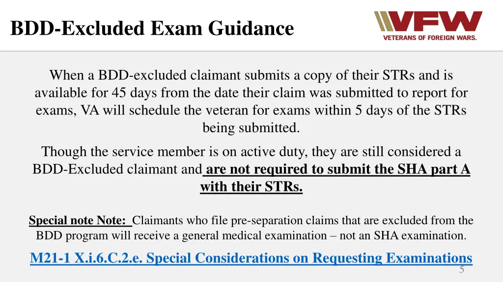 bdd excluded exam guidance