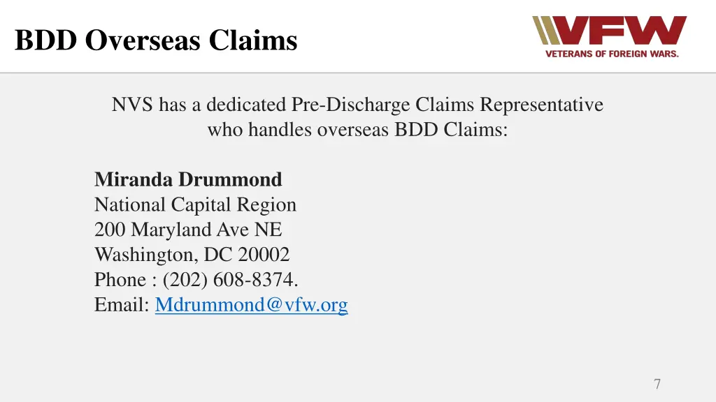 bdd overseas claims
