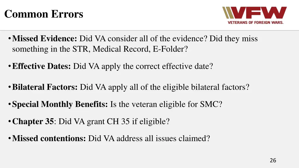 common errors