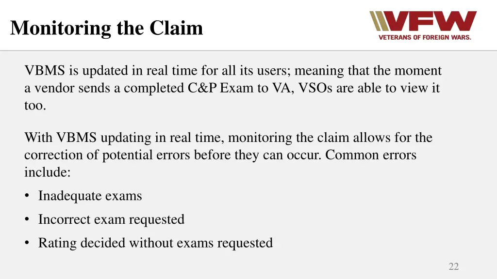 monitoring the claim