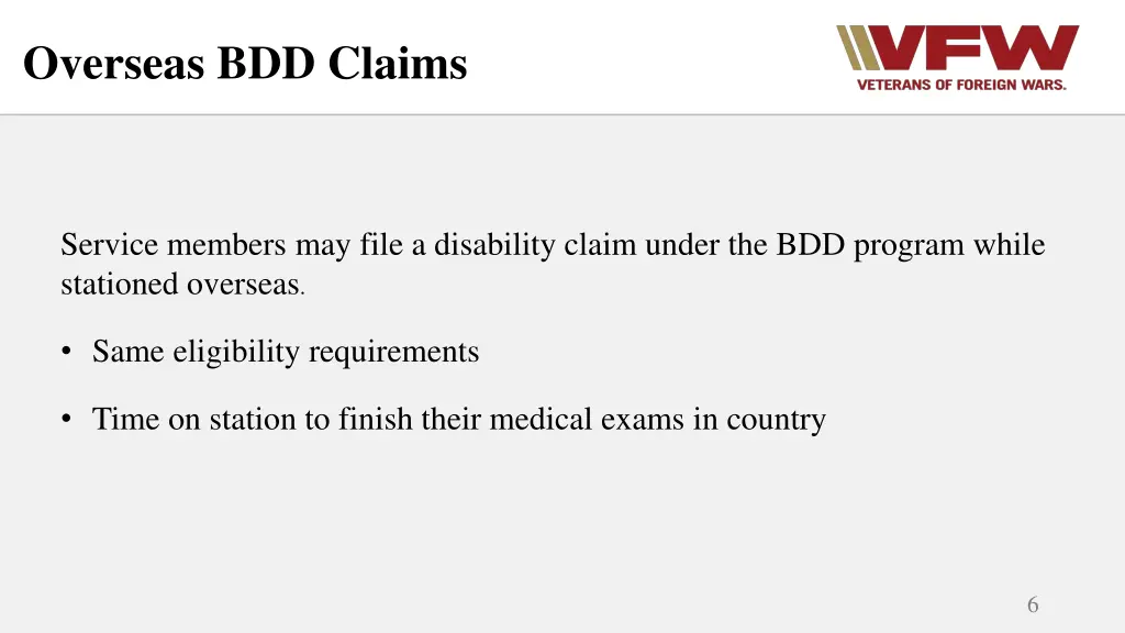 overseas bdd claims