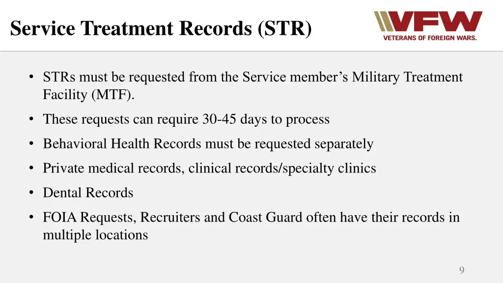 service treatment records str