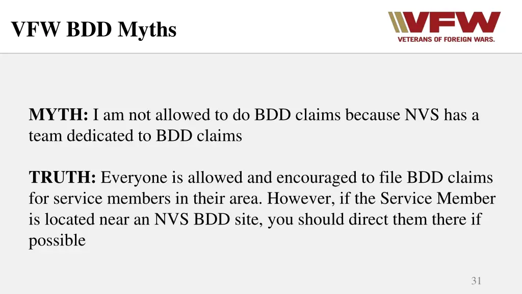 vfw bdd myths 1