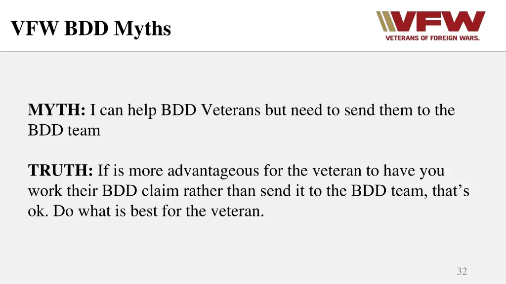vfw bdd myths 2