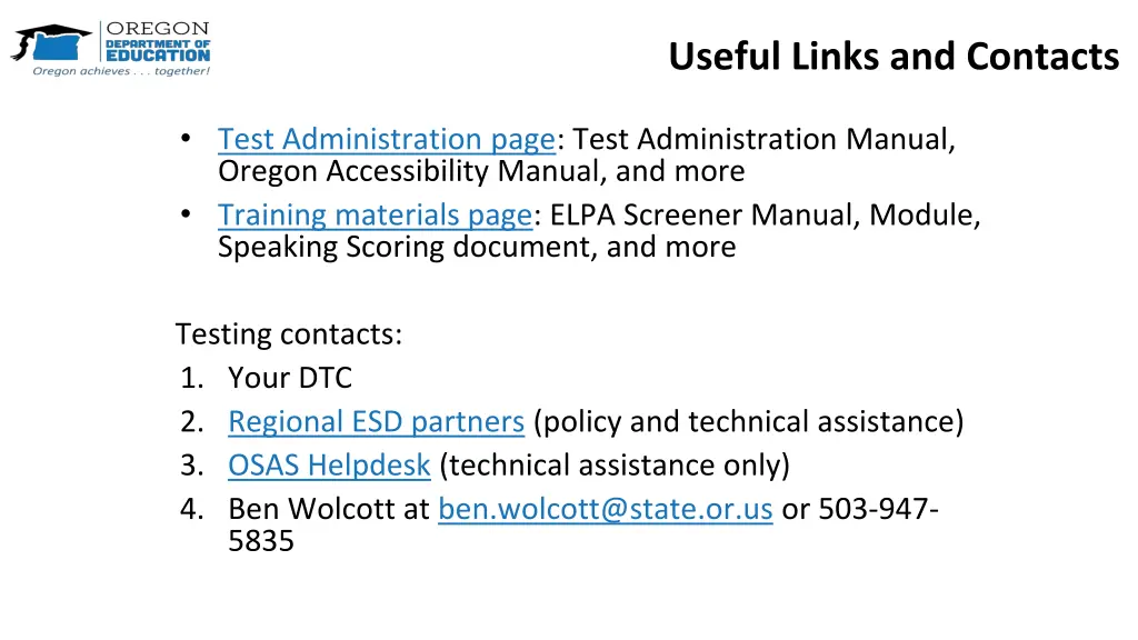 useful links and contacts