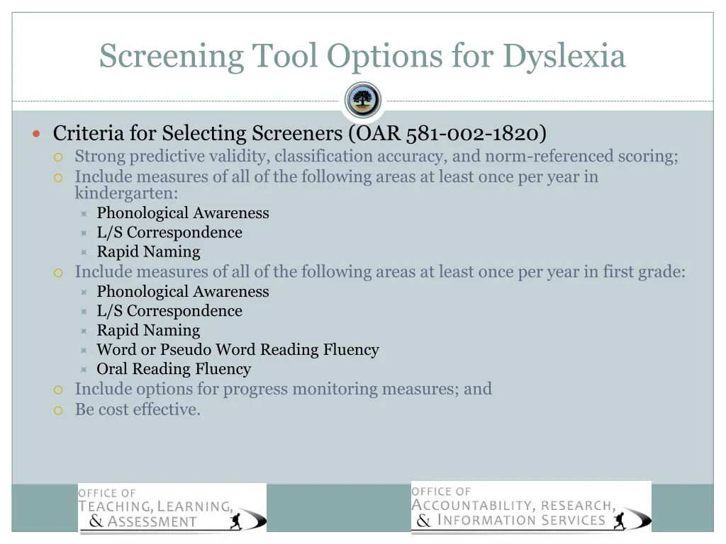 screening tool options for dyslexia