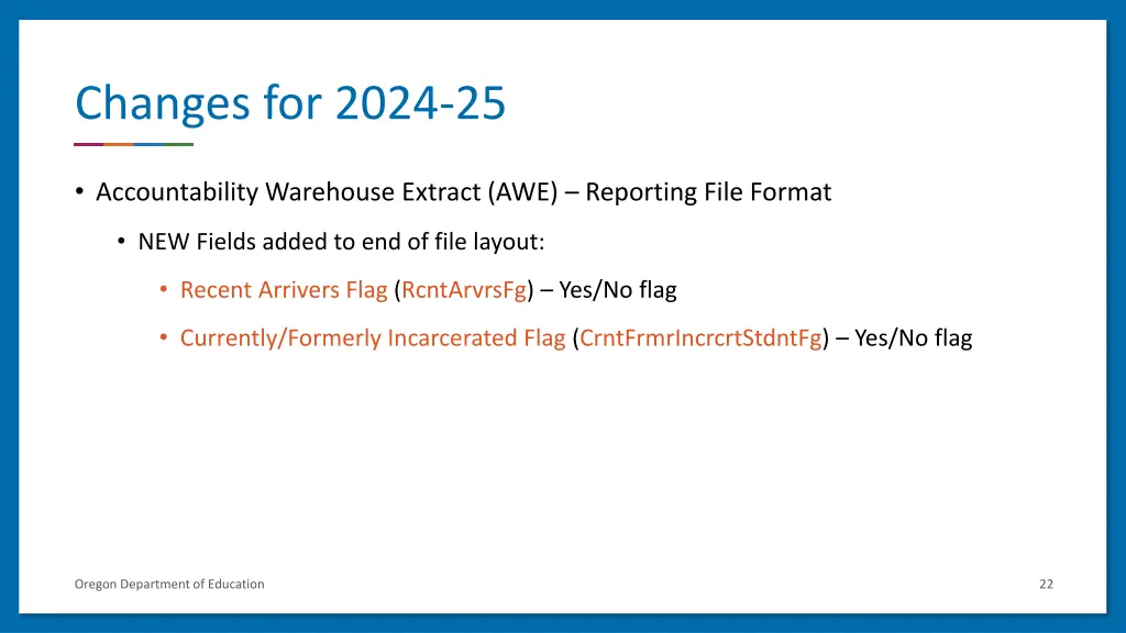 changes for 2024 25