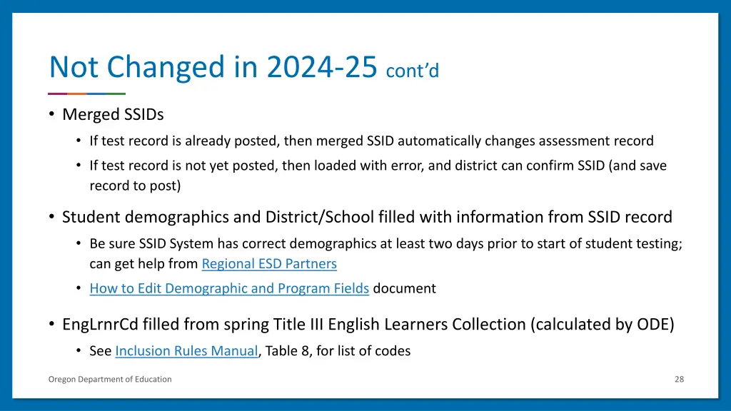 not changed in 2024 25 cont d