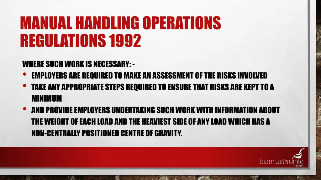manual handling operations regulations 1992 1