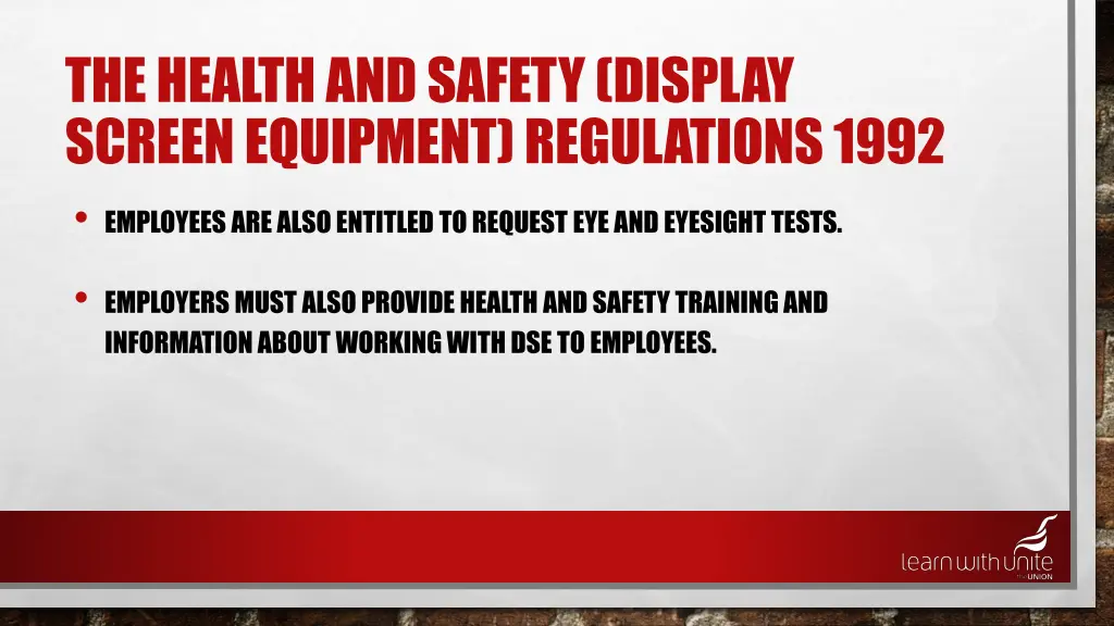 the health and safety display screen equipment 1