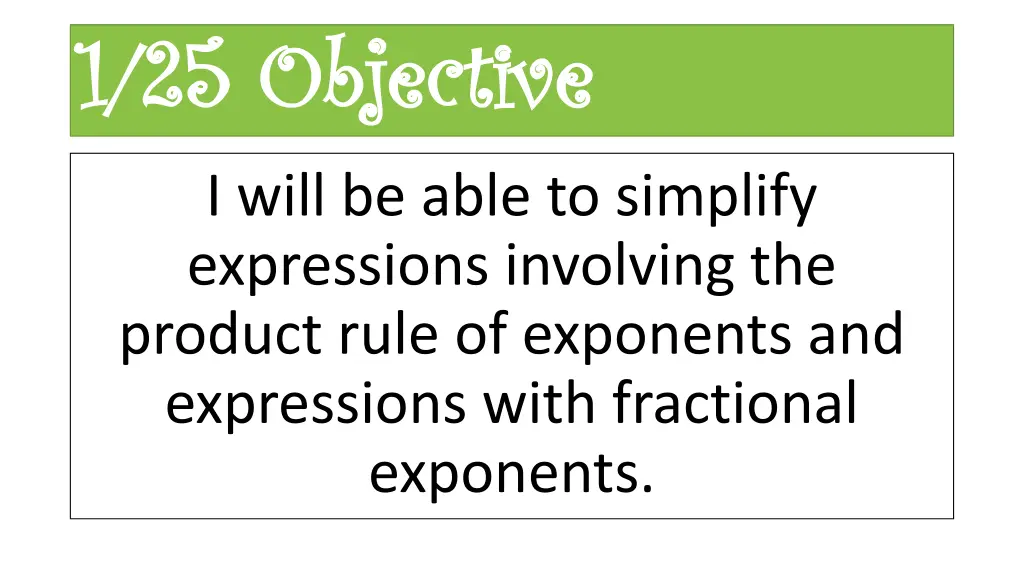 1 25 objective 1 25 objective
