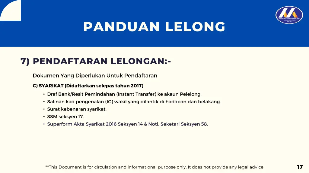 panduan lelong 11