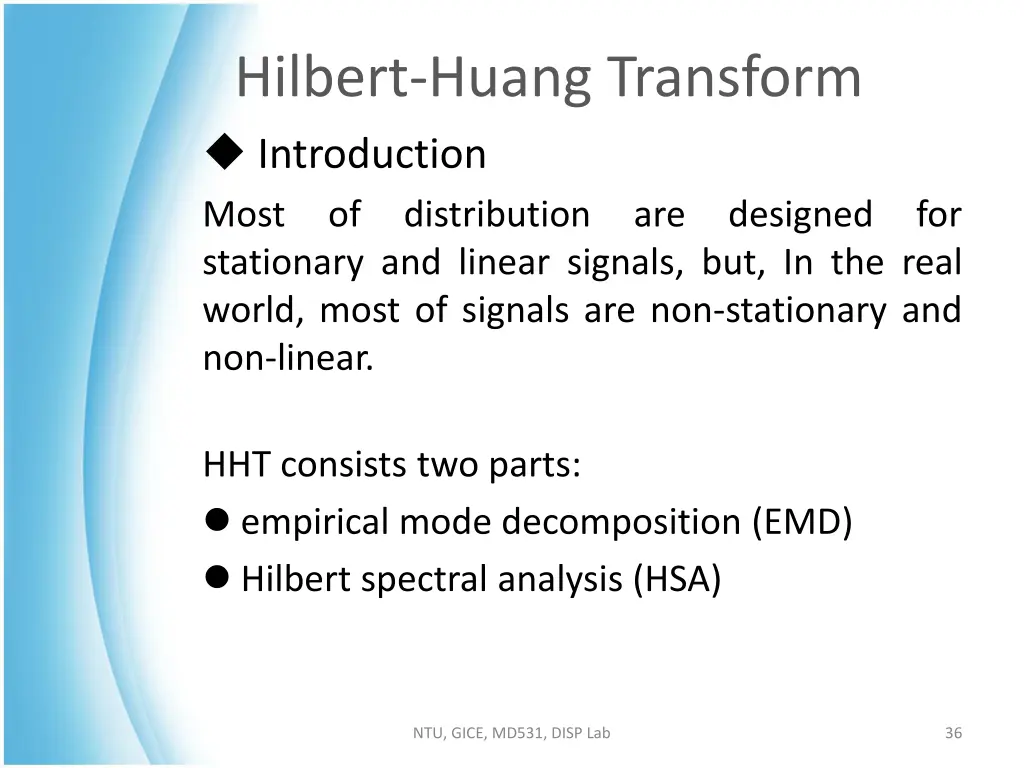 hilbert huang transform introduction most