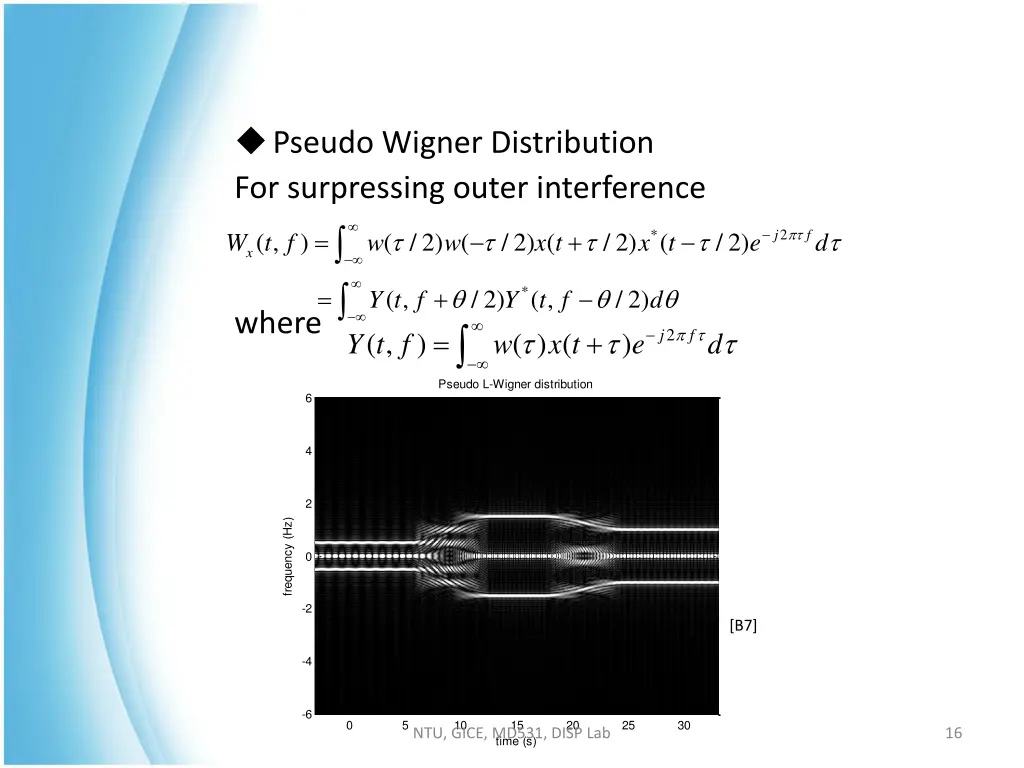 pseudo wigner distribution for surpressing outer