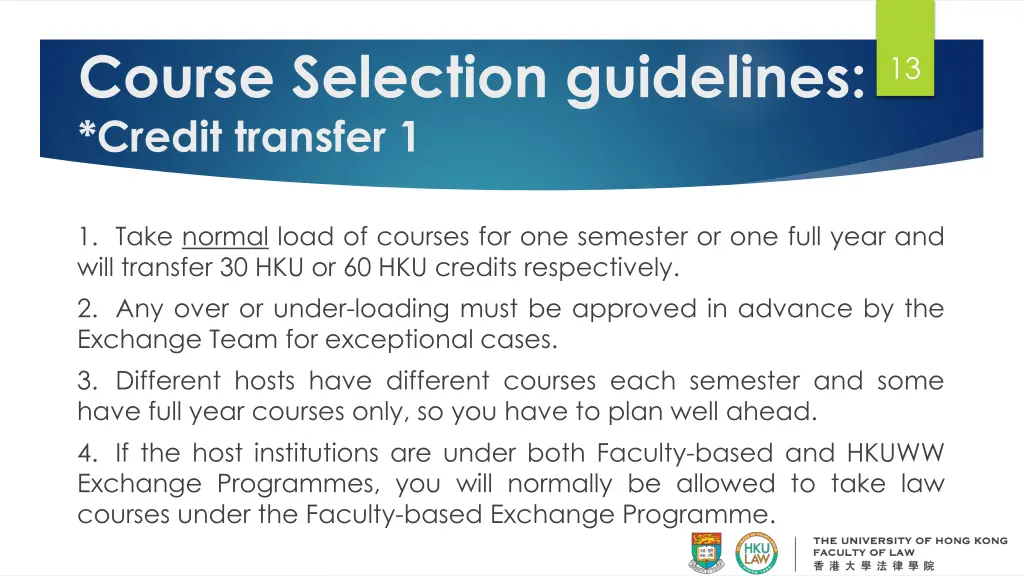 course selection guidelines credit transfer 1