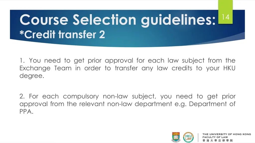 course selection guidelines credit transfer 2