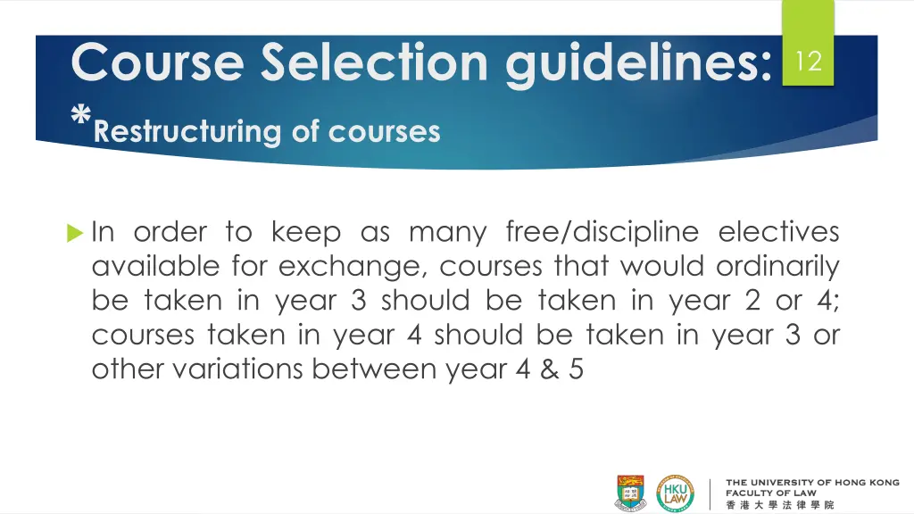 course selection guidelines restructuring