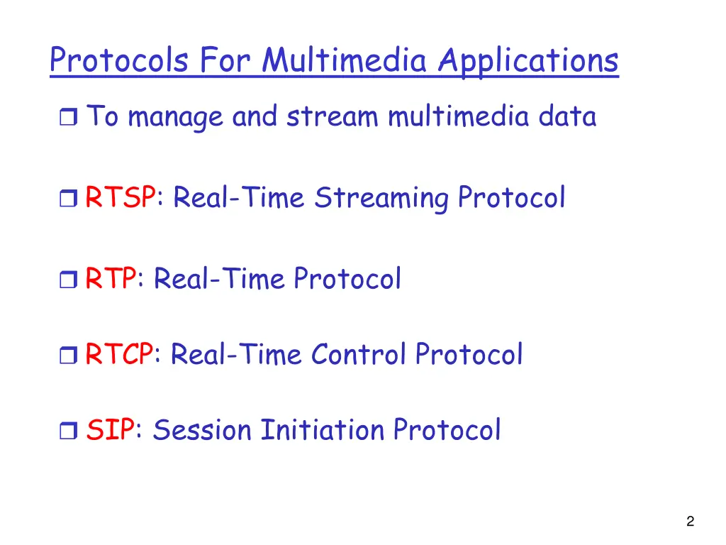 protocols for multimedia applications