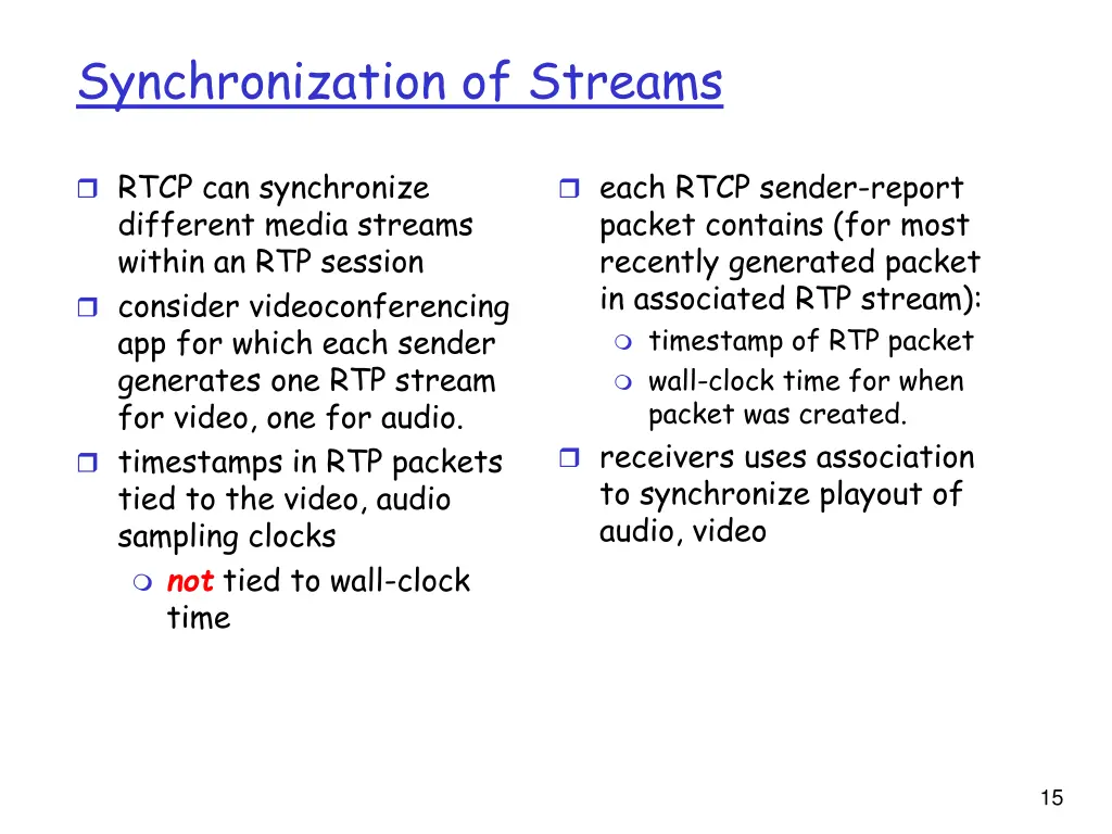 synchronization of streams