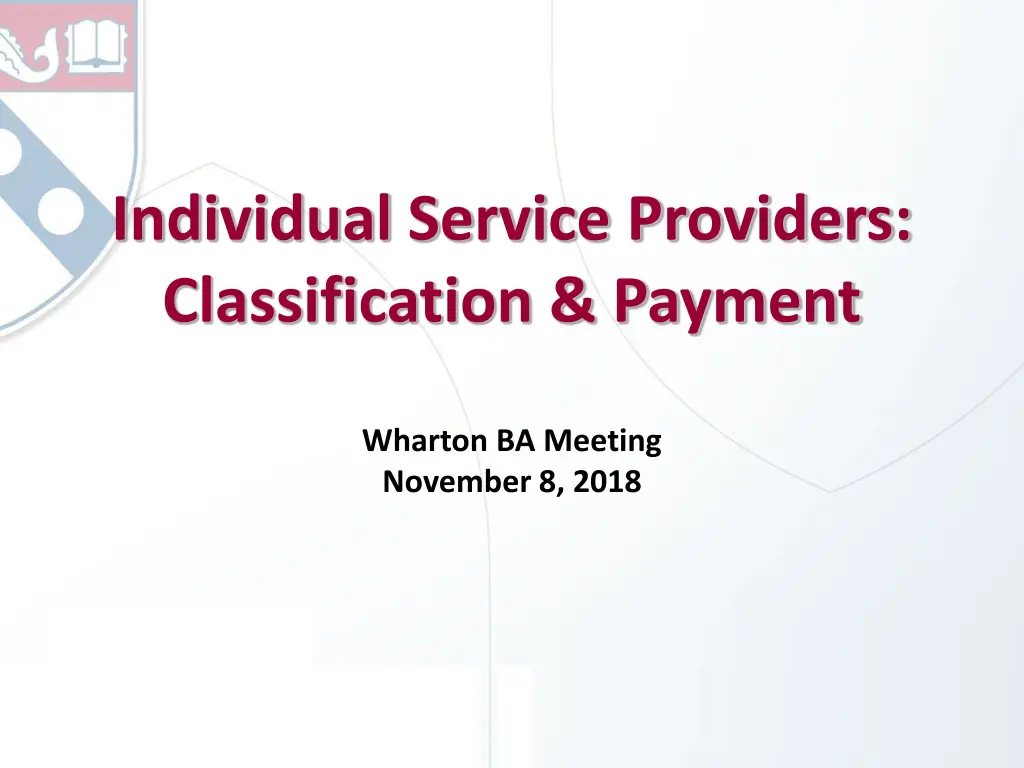 individual service providers classification
