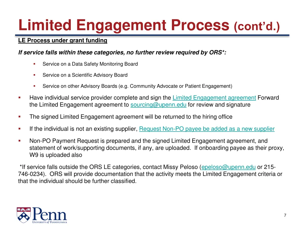 limited engagement process cont d 2