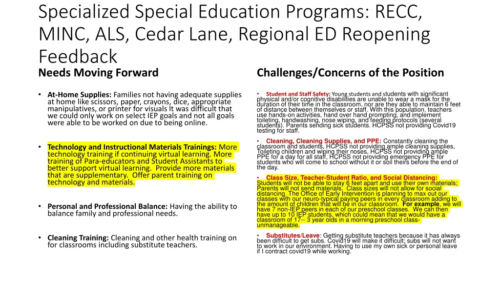 specialized special education programs recc minc