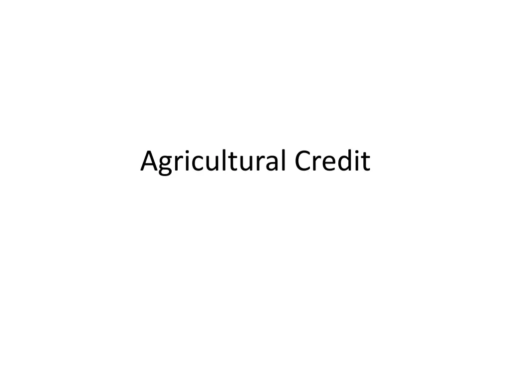 agricultural credit
