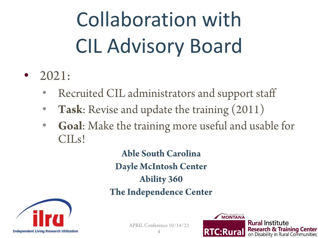collaboration with cil advisory board