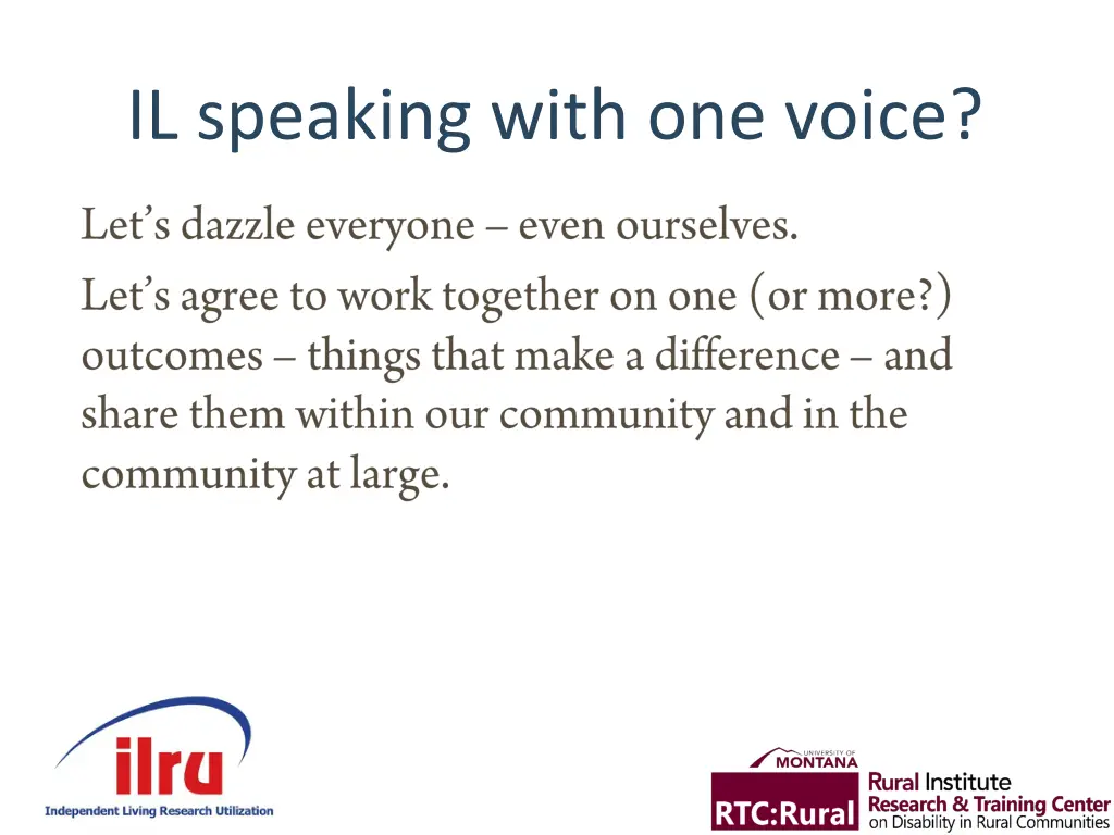 il speaking with one voice