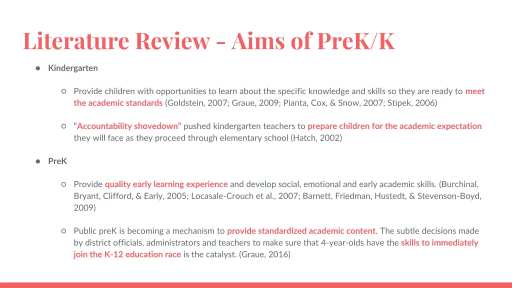 literature review aims of prek k