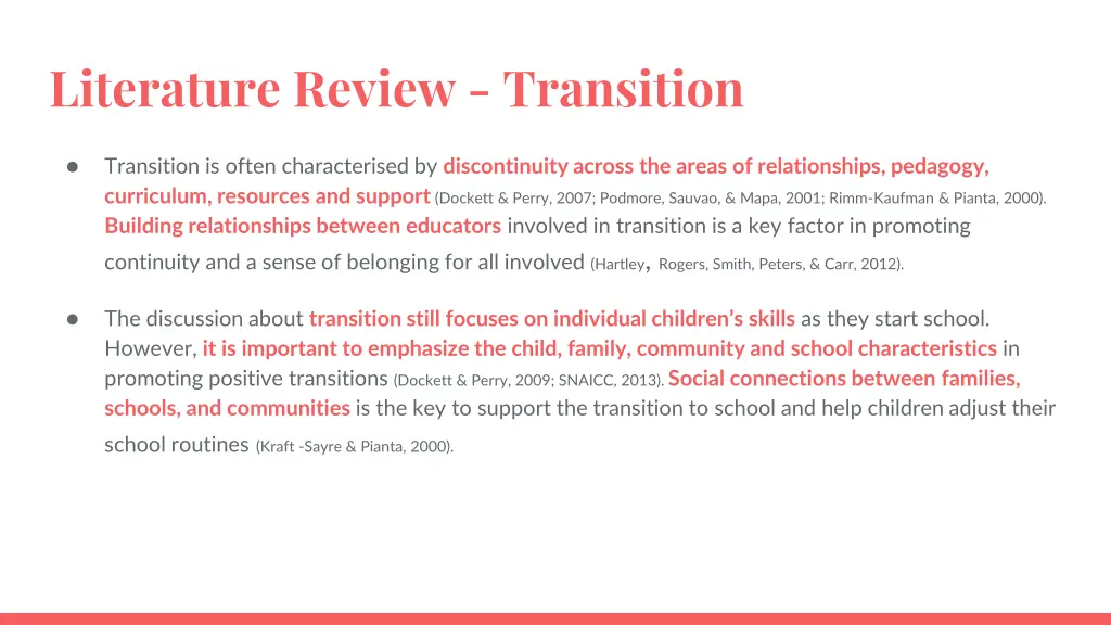 literature review transition