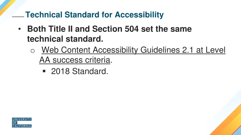 technical standard for accessibility