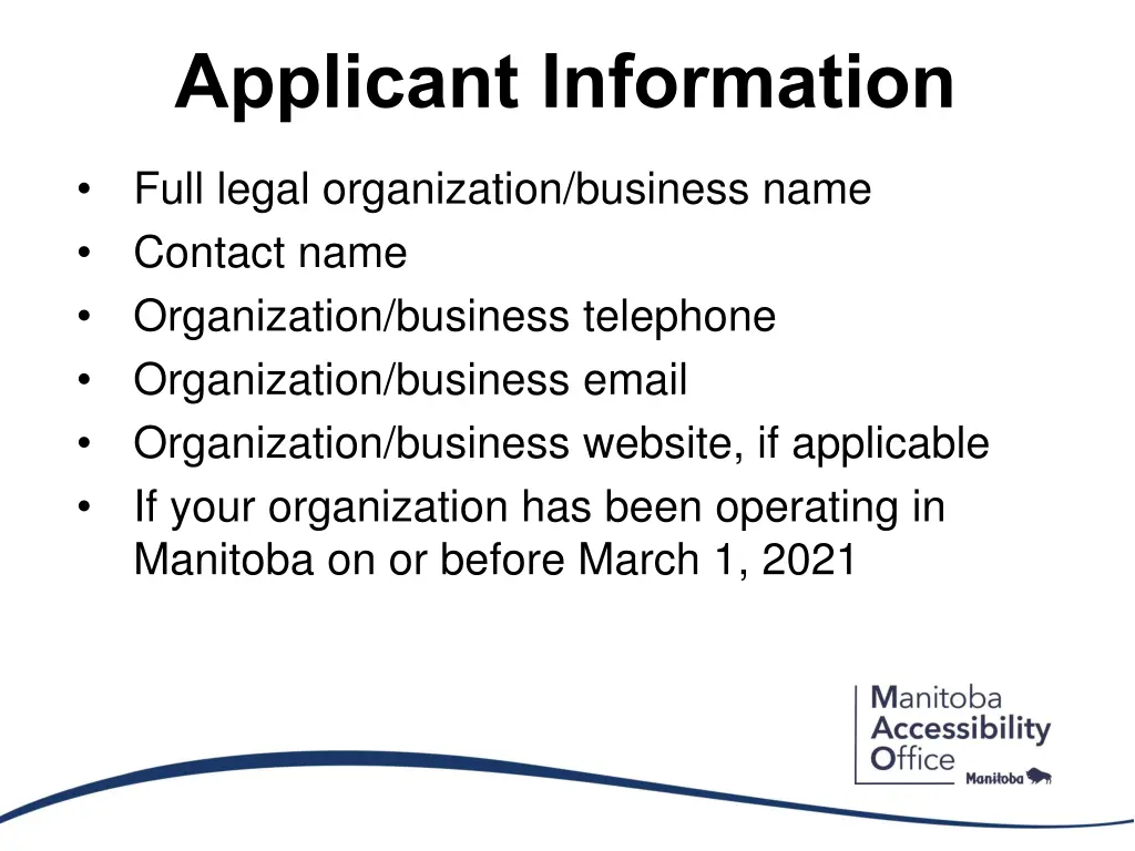 applicant information