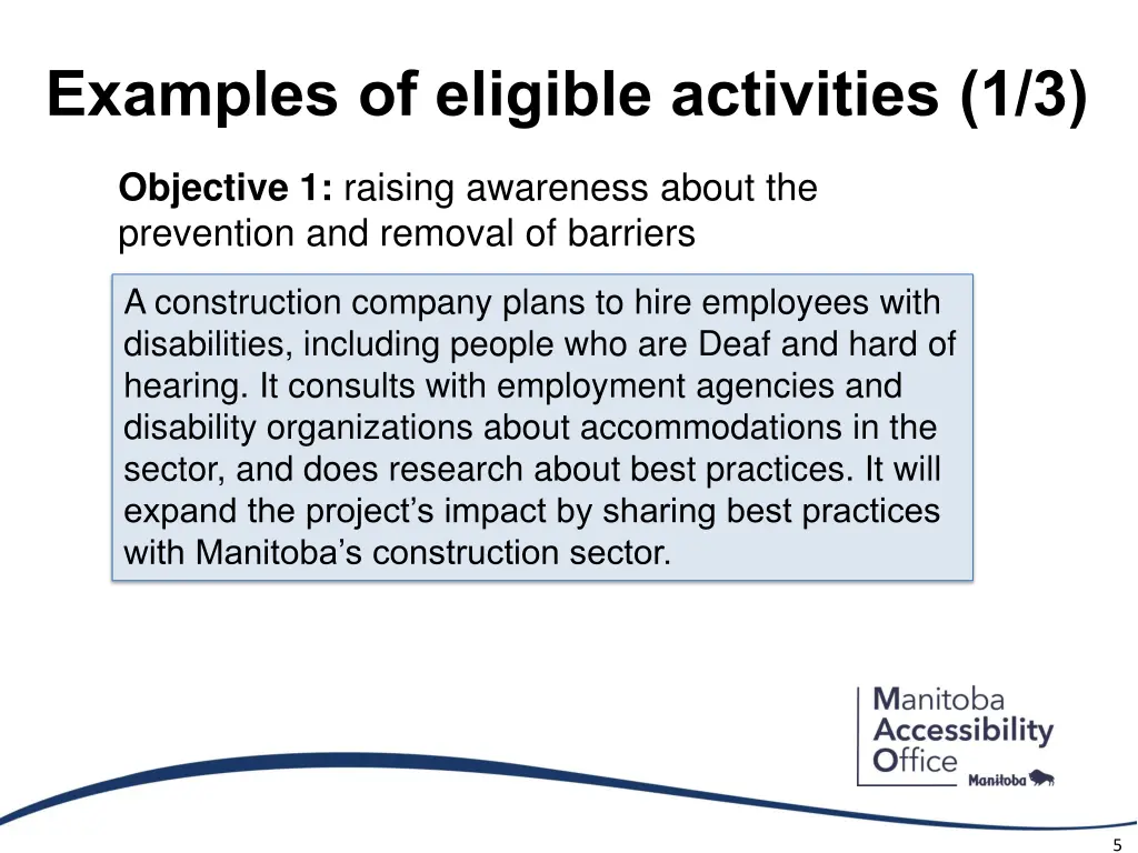 examples of eligible activities 1 3