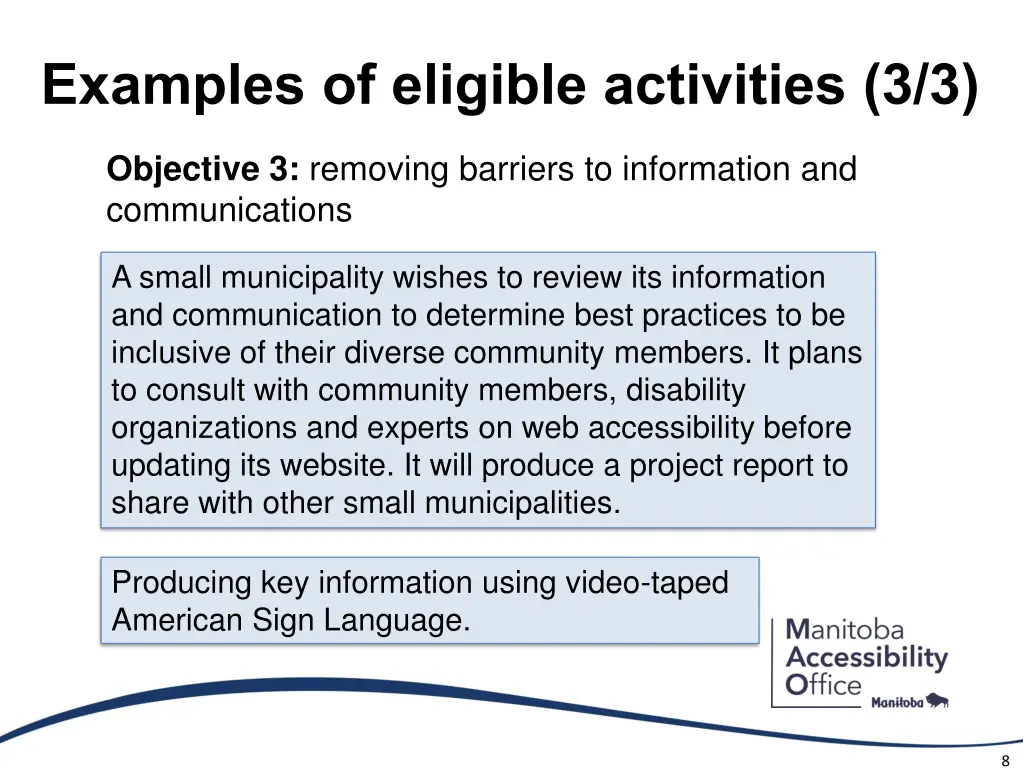 examples of eligible activities 3 3