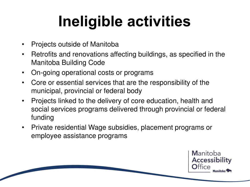 ineligible activities