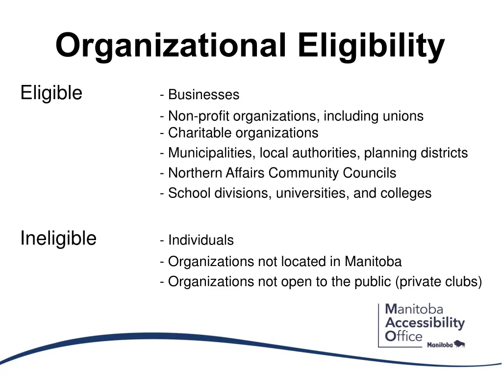 organizational eligibility