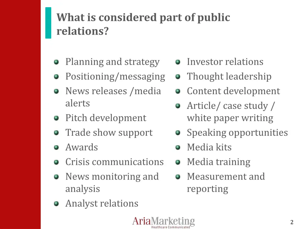 what is considered part of public relations