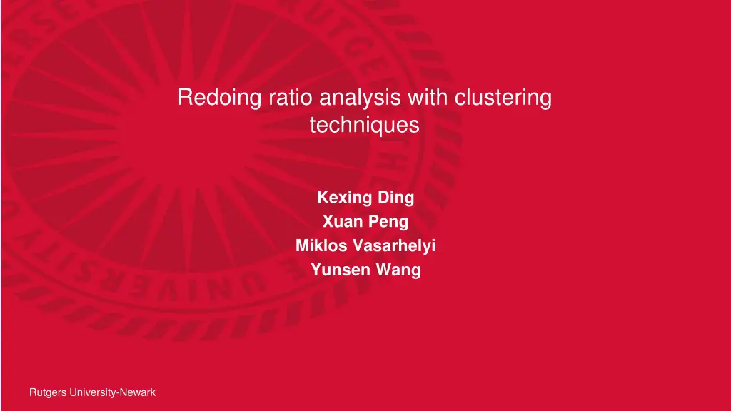redoing ratio analysis with clustering techniques