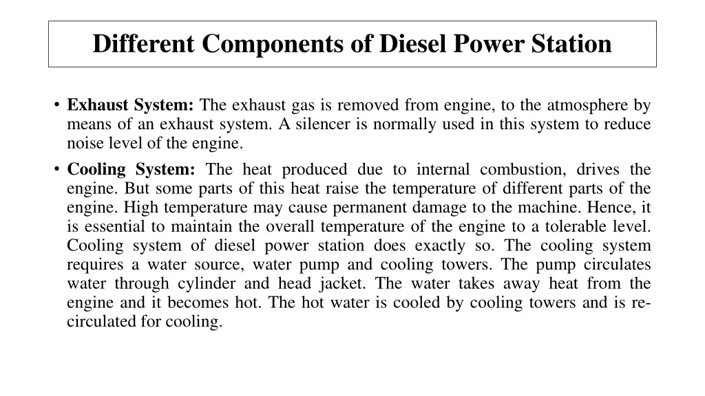 different components of diesel power station 1