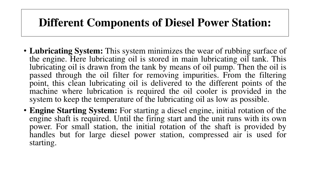 different components of diesel power station 2