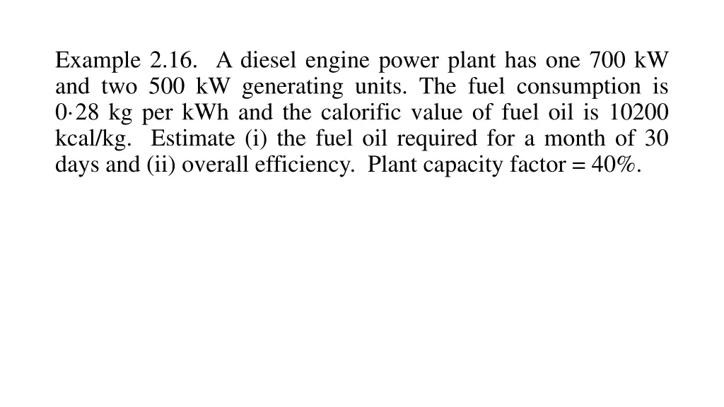 example 2 16 a diesel engine power plant