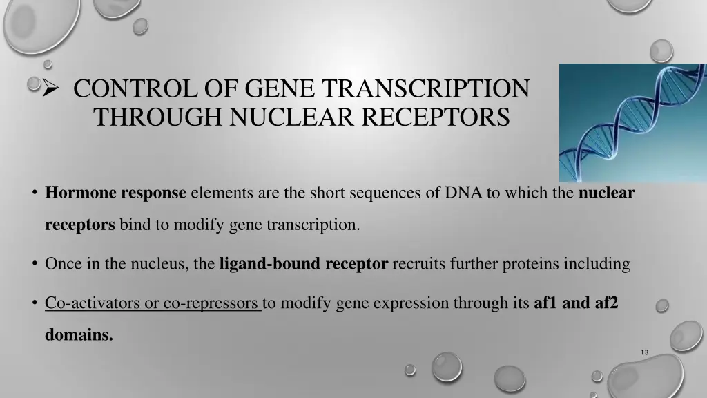 control of gene transcription through nuclear