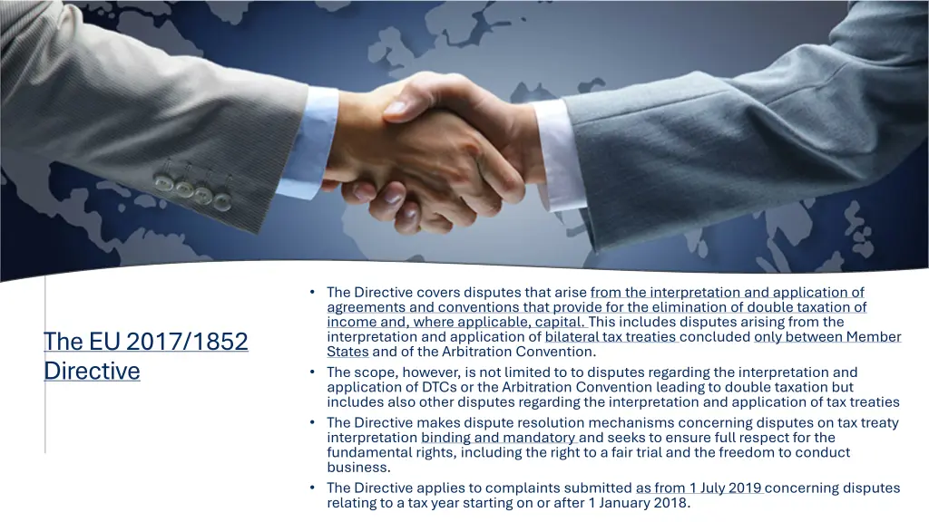 the directive covers disputes that arise from