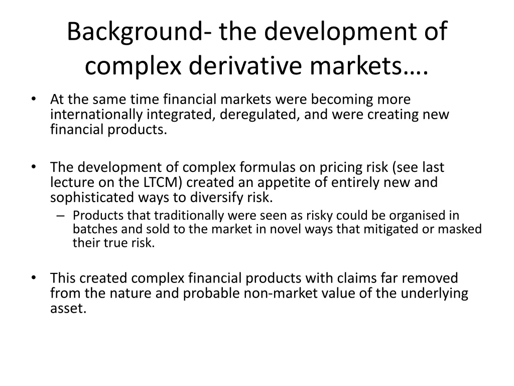 background the development of complex derivative