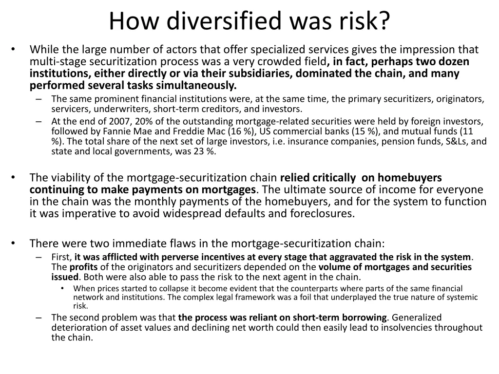 how diversified was risk