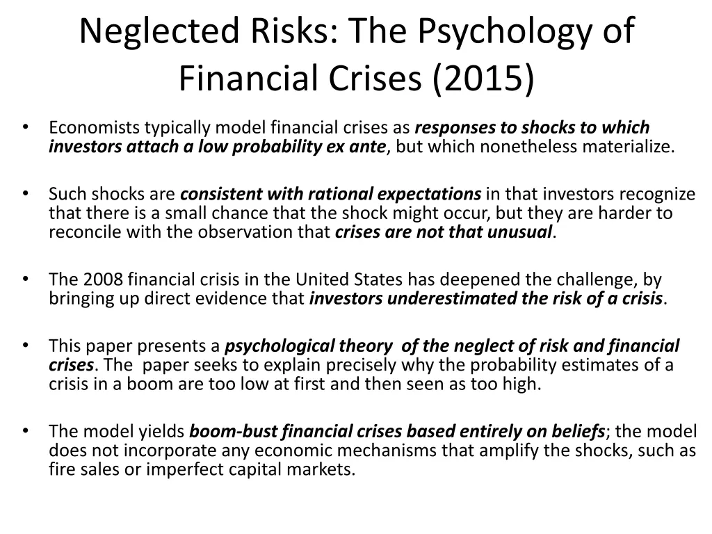 neglected risks the psychology of financial